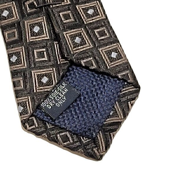 Daniel Cremieux Silk Tie Black Hand Tailored Square Geometric Print - Picture 7 of 7